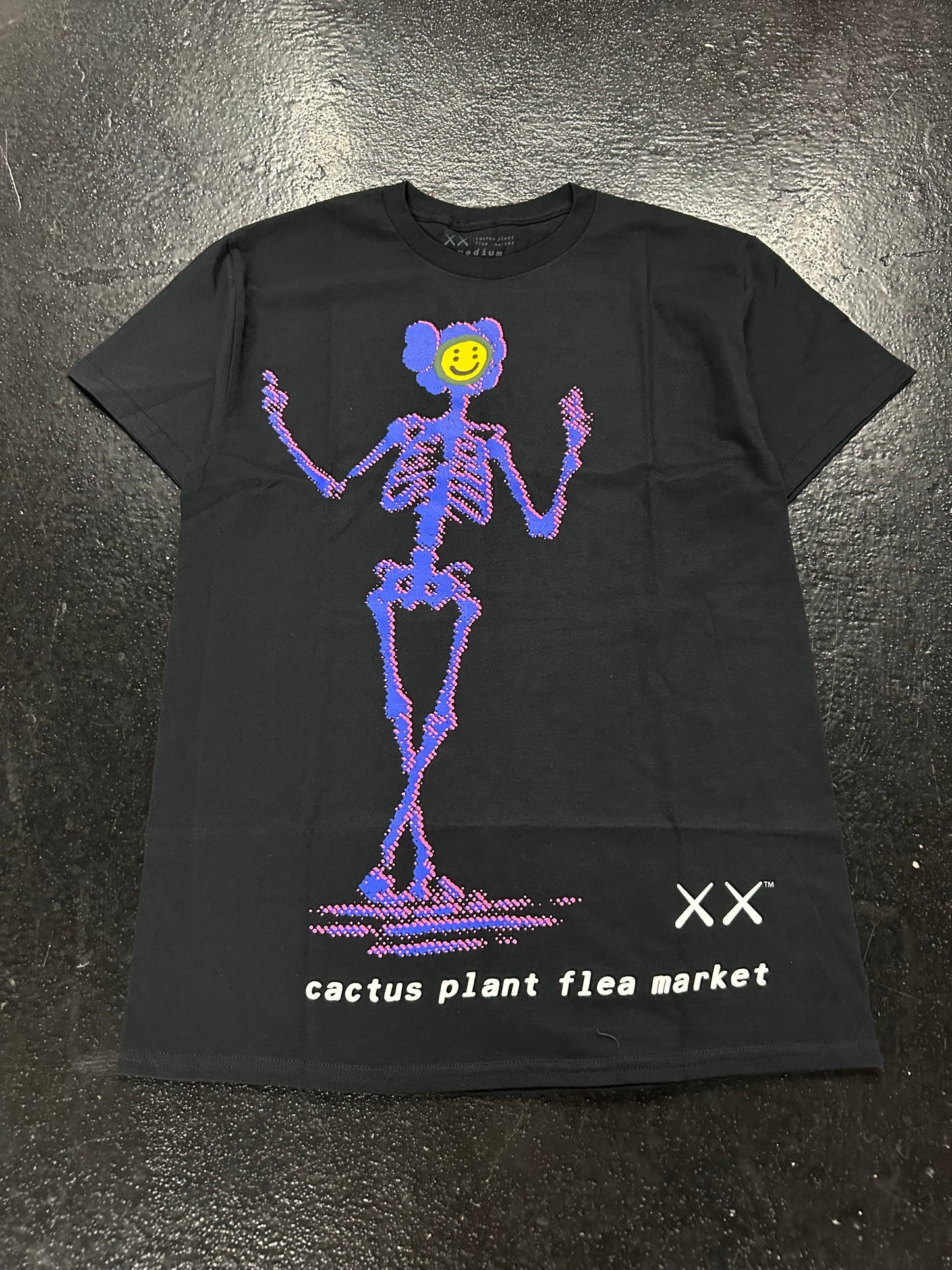 CACTUS PLANT FLEA MARKET SKELETON BLACK TEE (BRAND NEW)