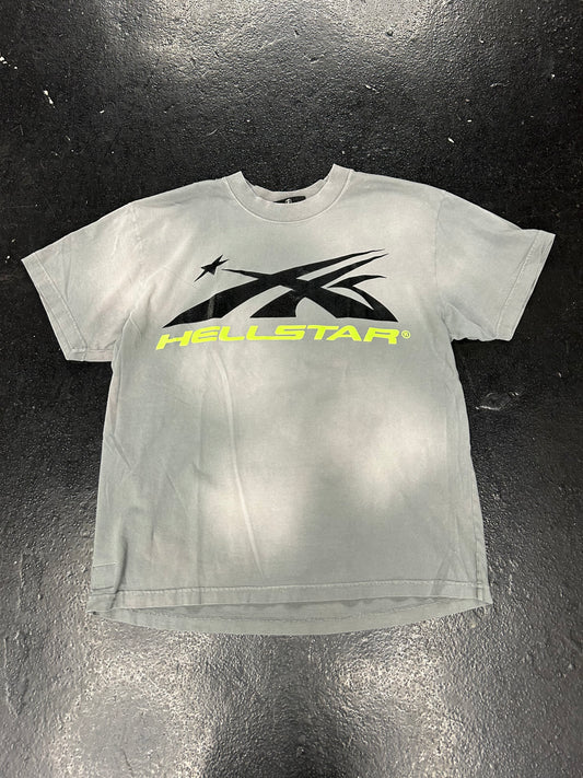 HELLSTAR FADED LIGHT GREY CENTER LOGO TEE (PRE-OWNED)