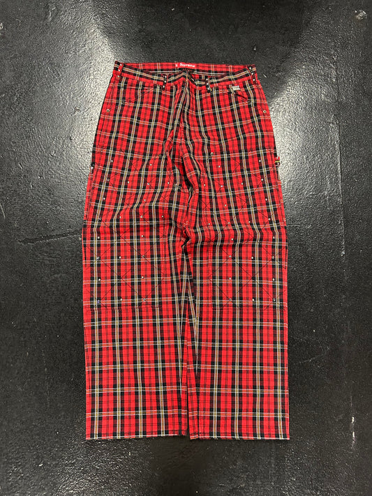 SUPREME X BB SIMON QUILTED DOUBLEKNEE PLAID PAINTER PANTS (BRAND NEW)
