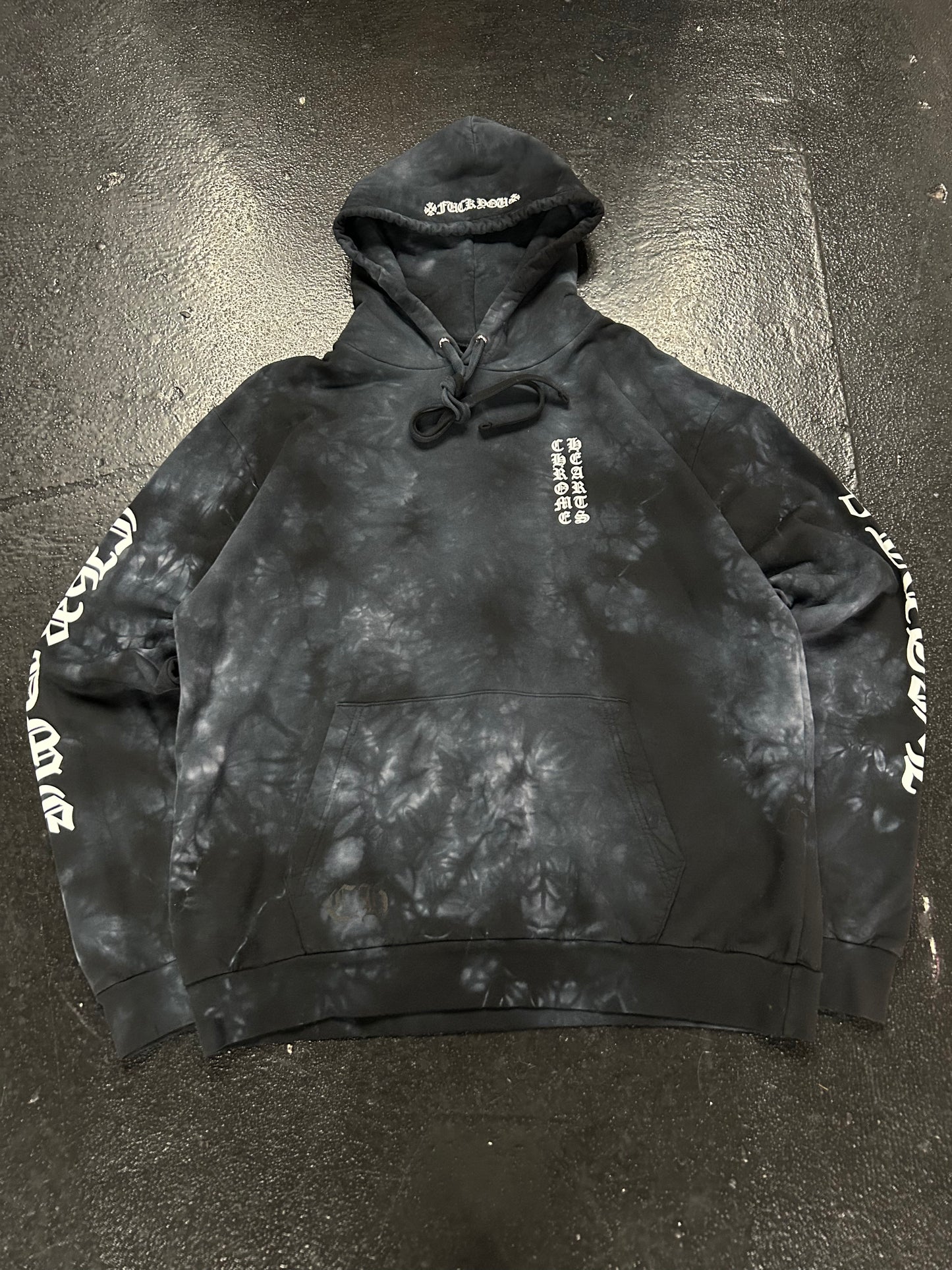CHROME HEARTS TIEDYE BLACK HOODIE (PRE-OWNED)