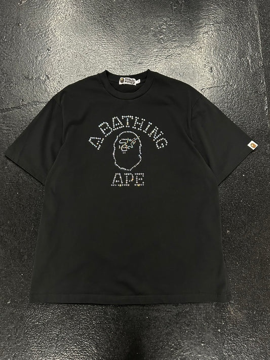 BAPE BATHING APE BEDAZZLED BLACK TEE (PRE-OWNED)