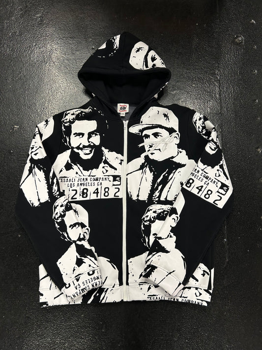 ASAALI BLACK WHITE PABLO ESCOBAR ZIP UP (VNDS)