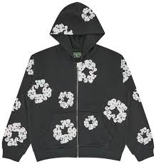 DENIM TEARS GREY RHINESTONE ZIP UP HOODIE (PRE-OWNED)