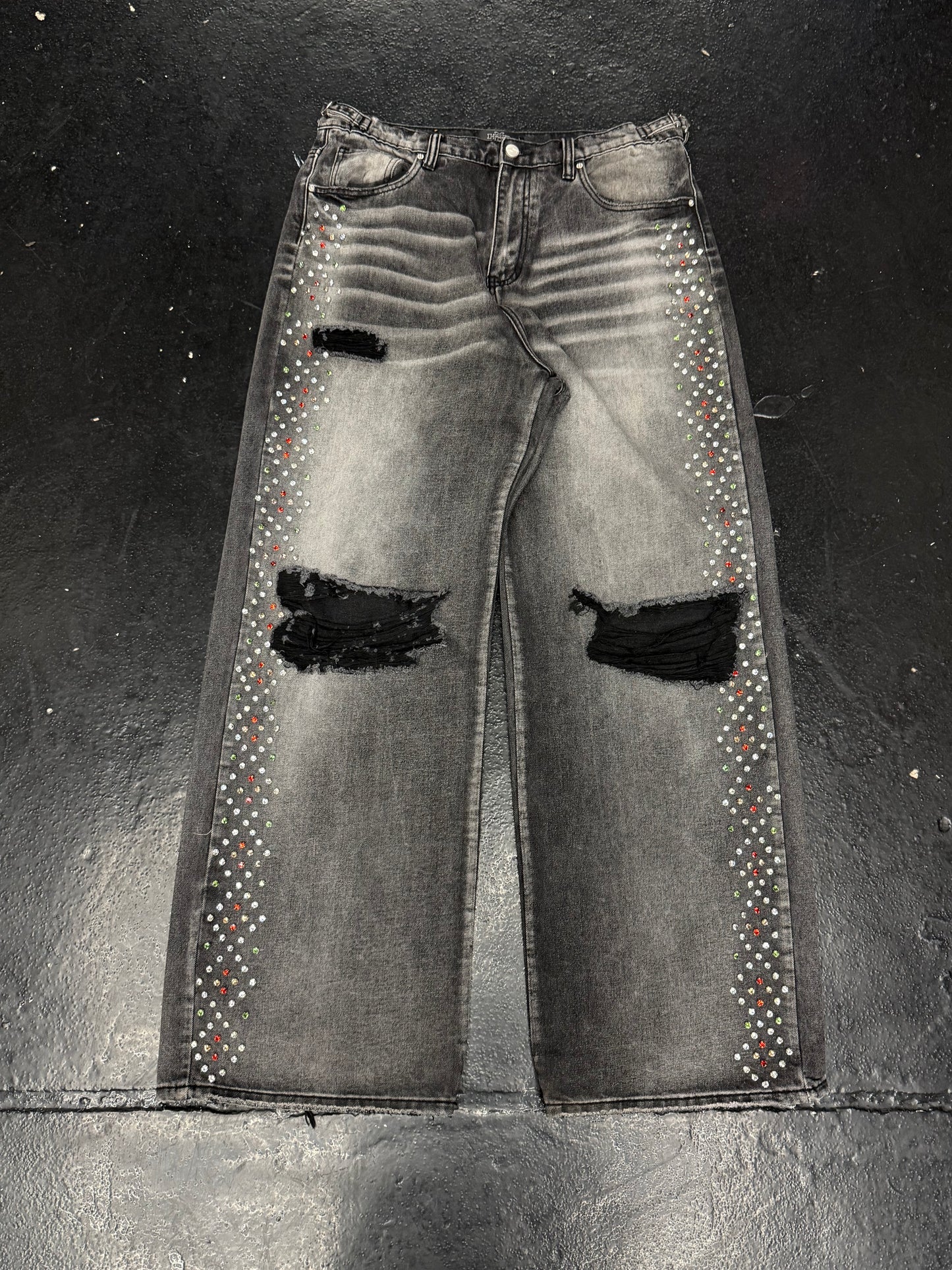 HAPPY MEMORIES HMDD H STAR CRYSTAL DENIM PANTS (PRE-OWNED)