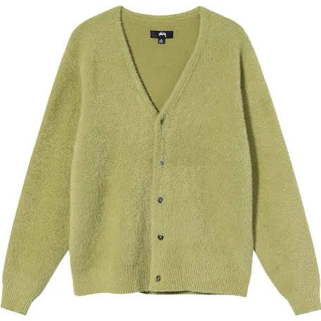 STUSSY GREEN FUZZY CARDIGAN (PRE-OWNED)
