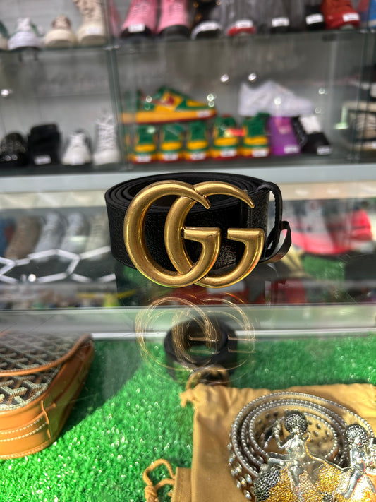 GUCCI GG GOLD BLACK BELT (PRE-OWNED)