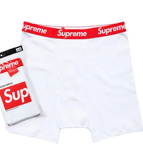 SUPREME SINGLE PAIR WHITE  BOXER BRIEFS (BRAND NEW)