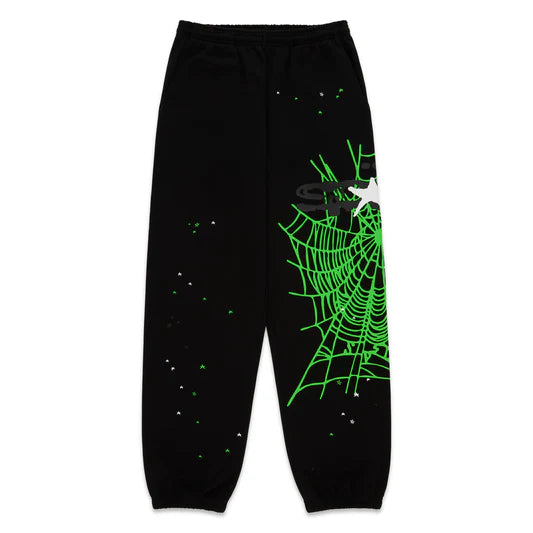 SP5DER WORLDWIDE BLACK CUFFED SWEATPANTS (BRAND NEW)