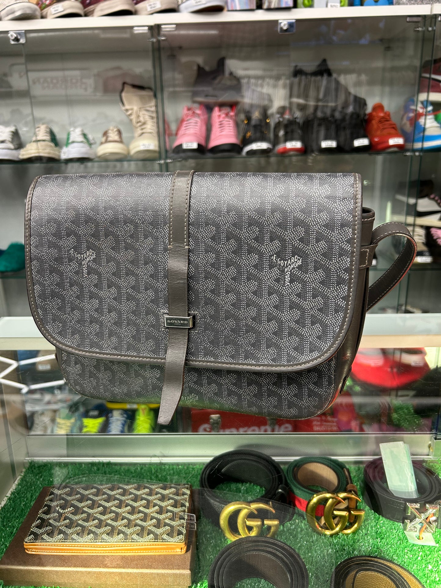 GOYARD MM BELVEDERE GREY MESSENGER BAG (PRE-OWNED)