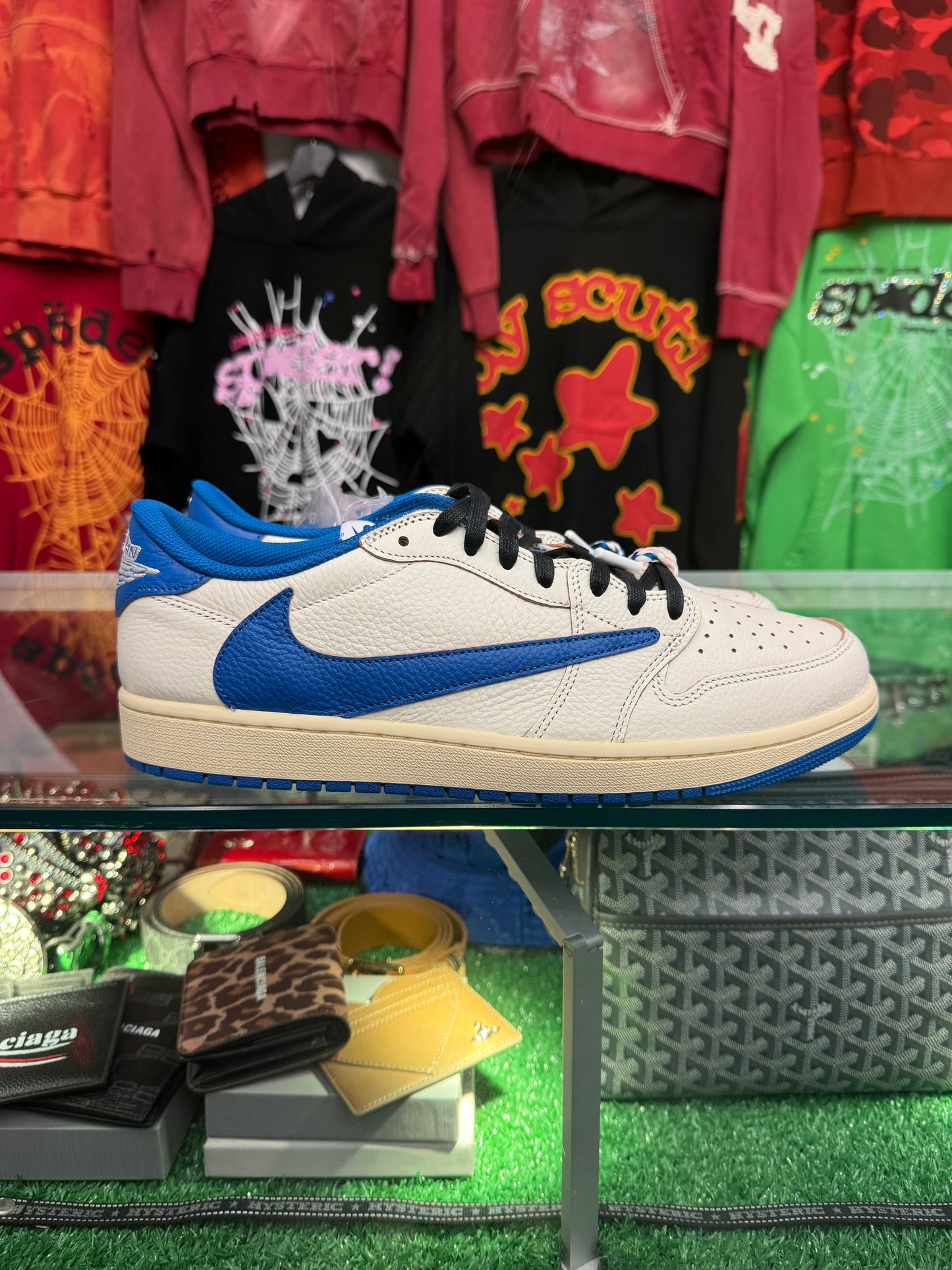 JORDAN 1 LOW TRAVIS SCOTT FRAGMENT DESIGN SAIL MILITARY BLUE (BRAND NEW)