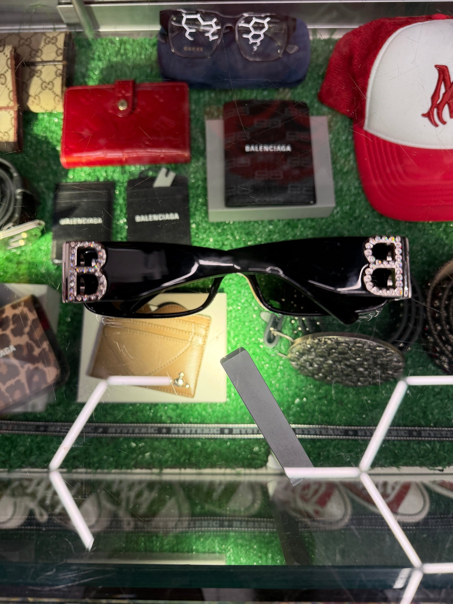 BALENCIAGA RHINESTONE DOUBLE BB LOGO SUNGLASSES (PRE-OWNED W/ CASE)