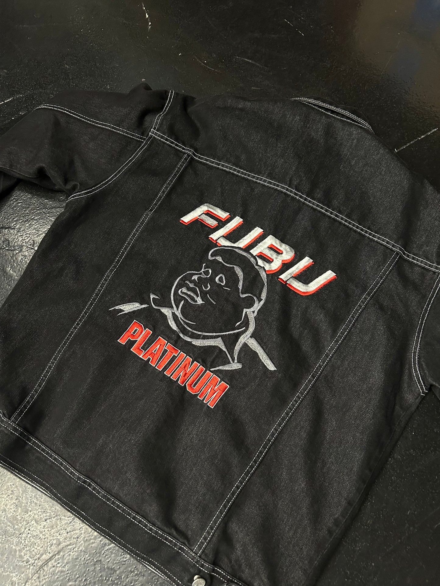 FUBU PLATINUM BLACK DENIM JACKET (PRE-OWNED)