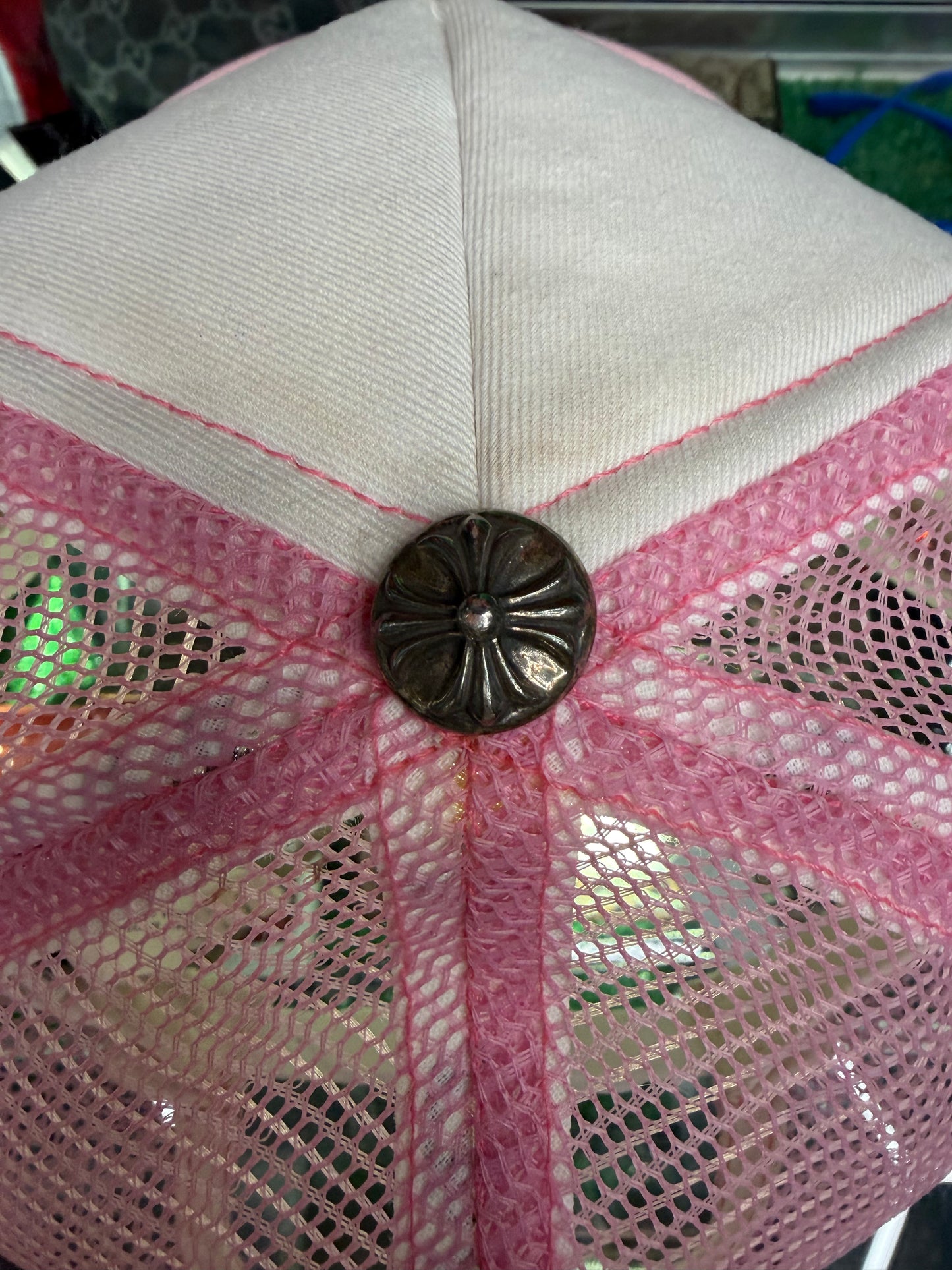 CHROME HEARTS PINK F**K TRUCKER HAT (PRE-OWNED)