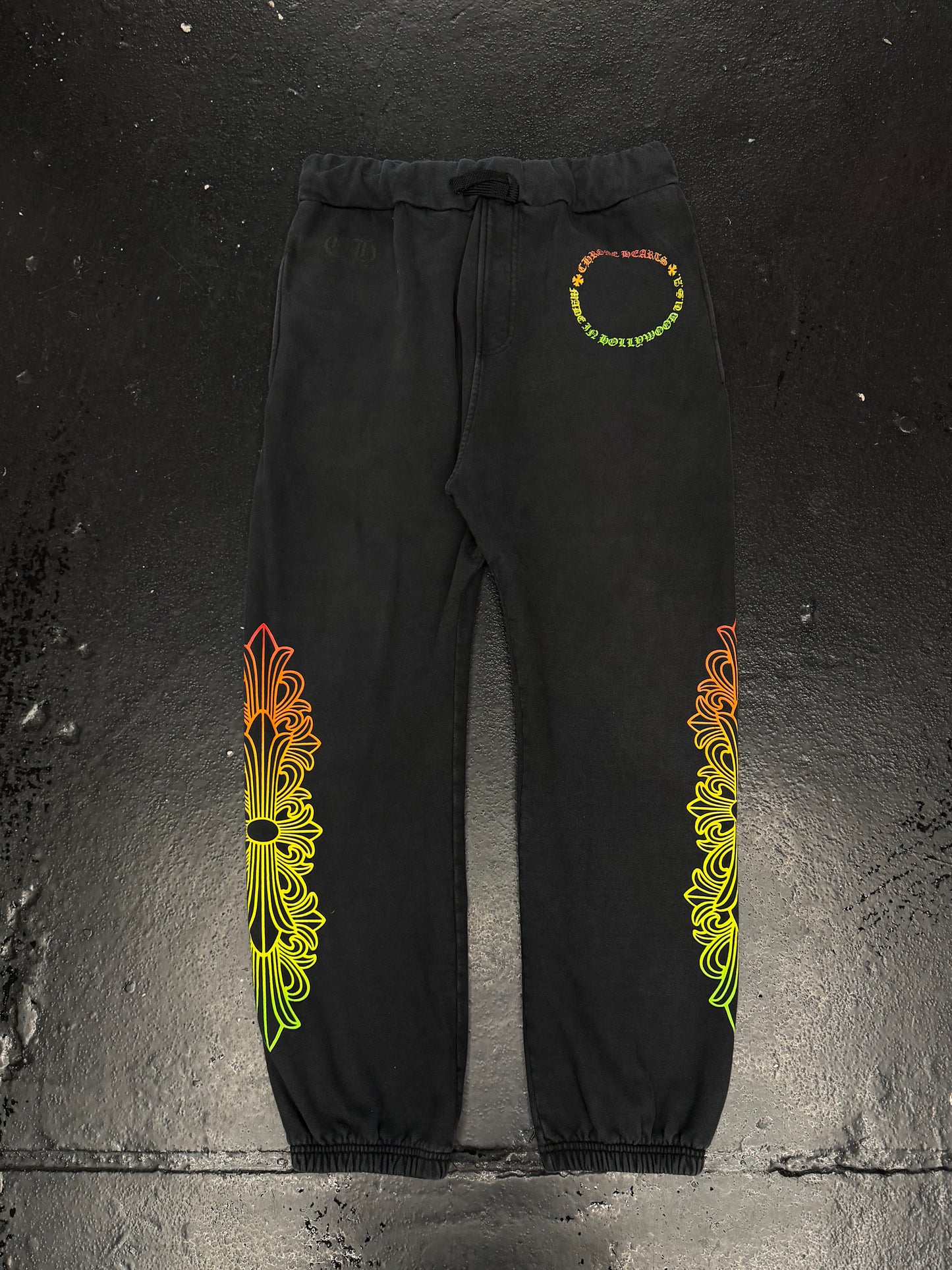 CHROME HEARTS GRADIENT FLORAL SWEATPANTS (PRE-OWNED)(REPLACEMENT DRAWSTRING)