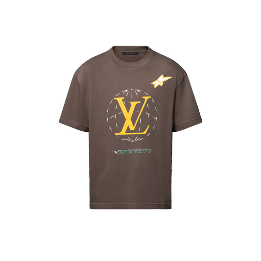 LOUIS VUITTON WASHED EMBLEM BROWN COTTON TEE (PRE-OWNED)