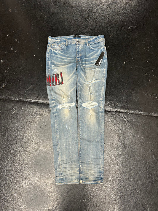 AMIRI SKINNY FIT JEANS PLAID PATCHES (BRAND NEW) (SIZE 38)