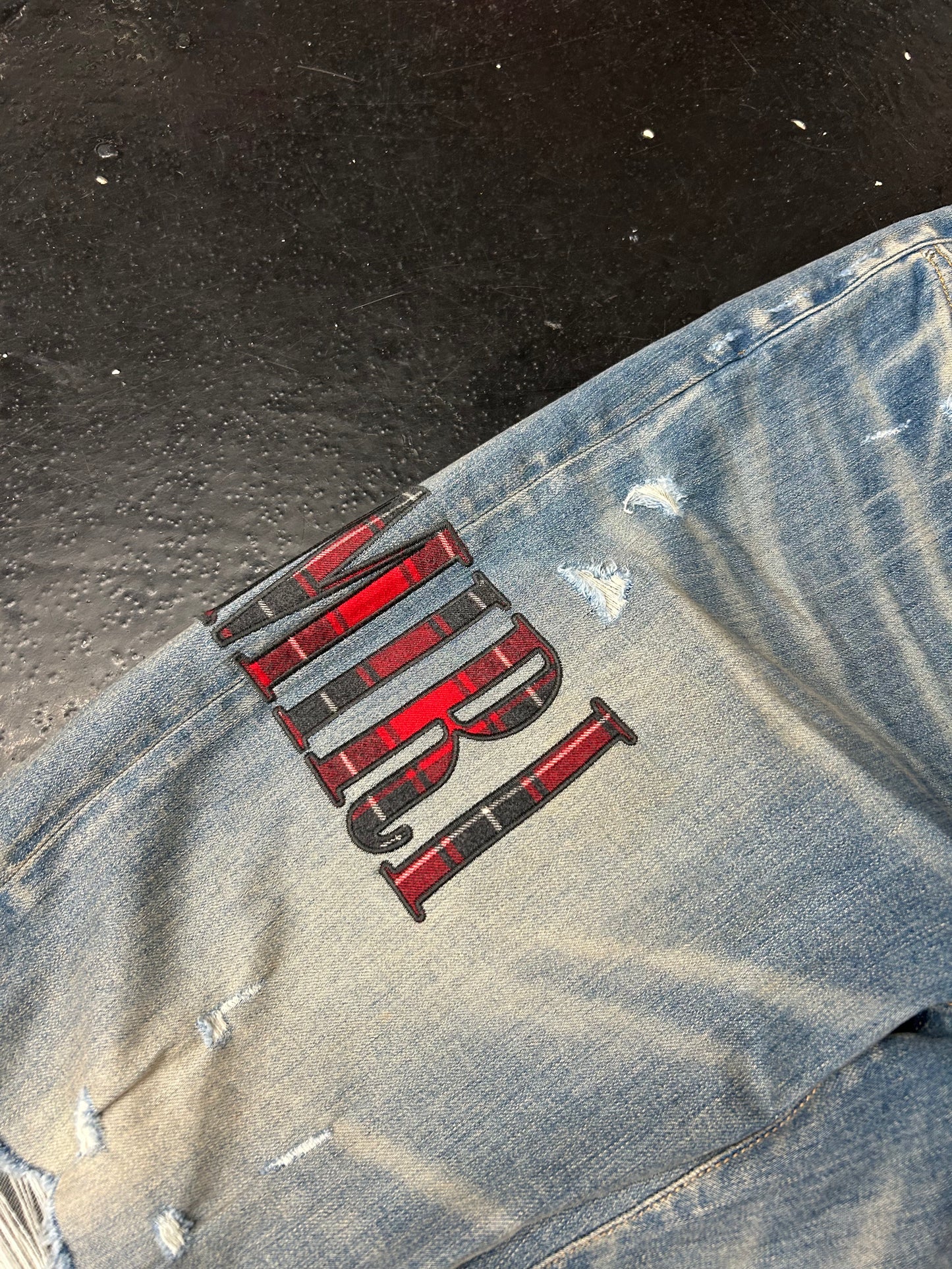 AMIRI SKINNY FIT JEANS PLAID PATCHES (BRAND NEW) (SIZE 38)