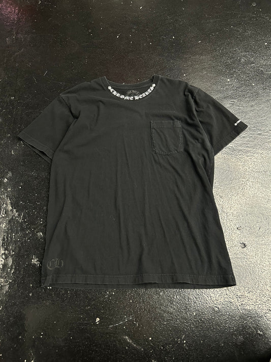 CHROME HEARTS NECK LOGO BLACK POCKET TEE (PRE-OWNED)