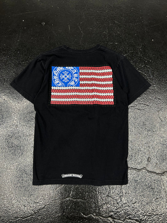 CHROME HEARTS AMERICAN FLAG BLACK TEE (PRE-OWNED)