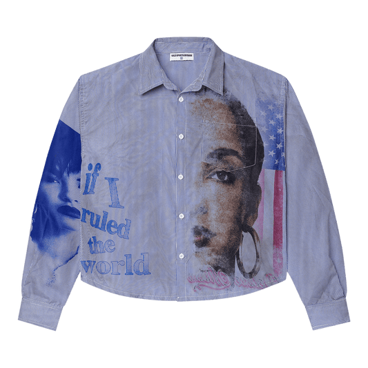 VALE FOREVER FREEDOM BUTTON UP SHIRT STRIPPED BLUE (VNDS)