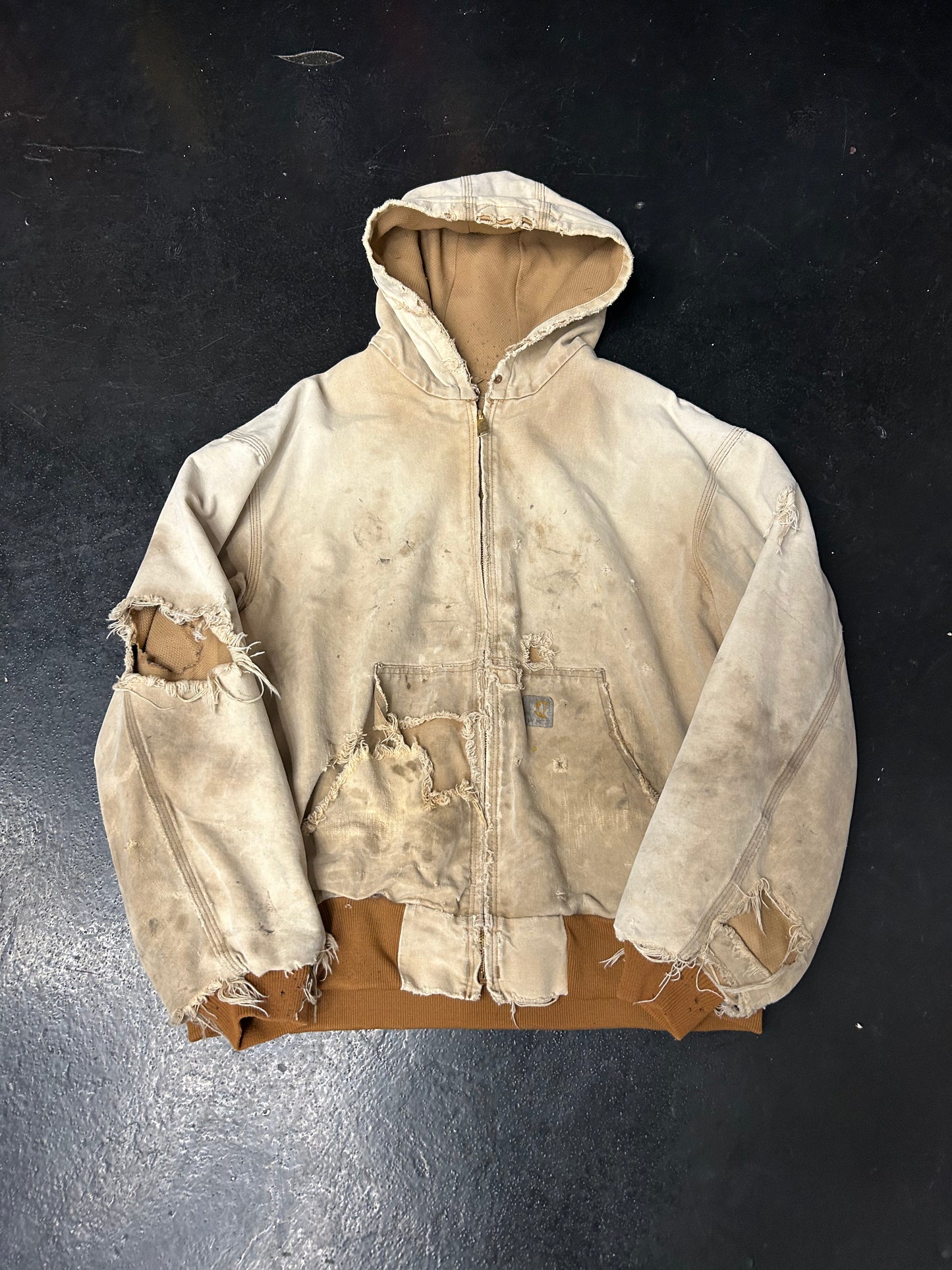CARHARTT TAN HOODED THRASHED JACKET (PRE-OWNED)