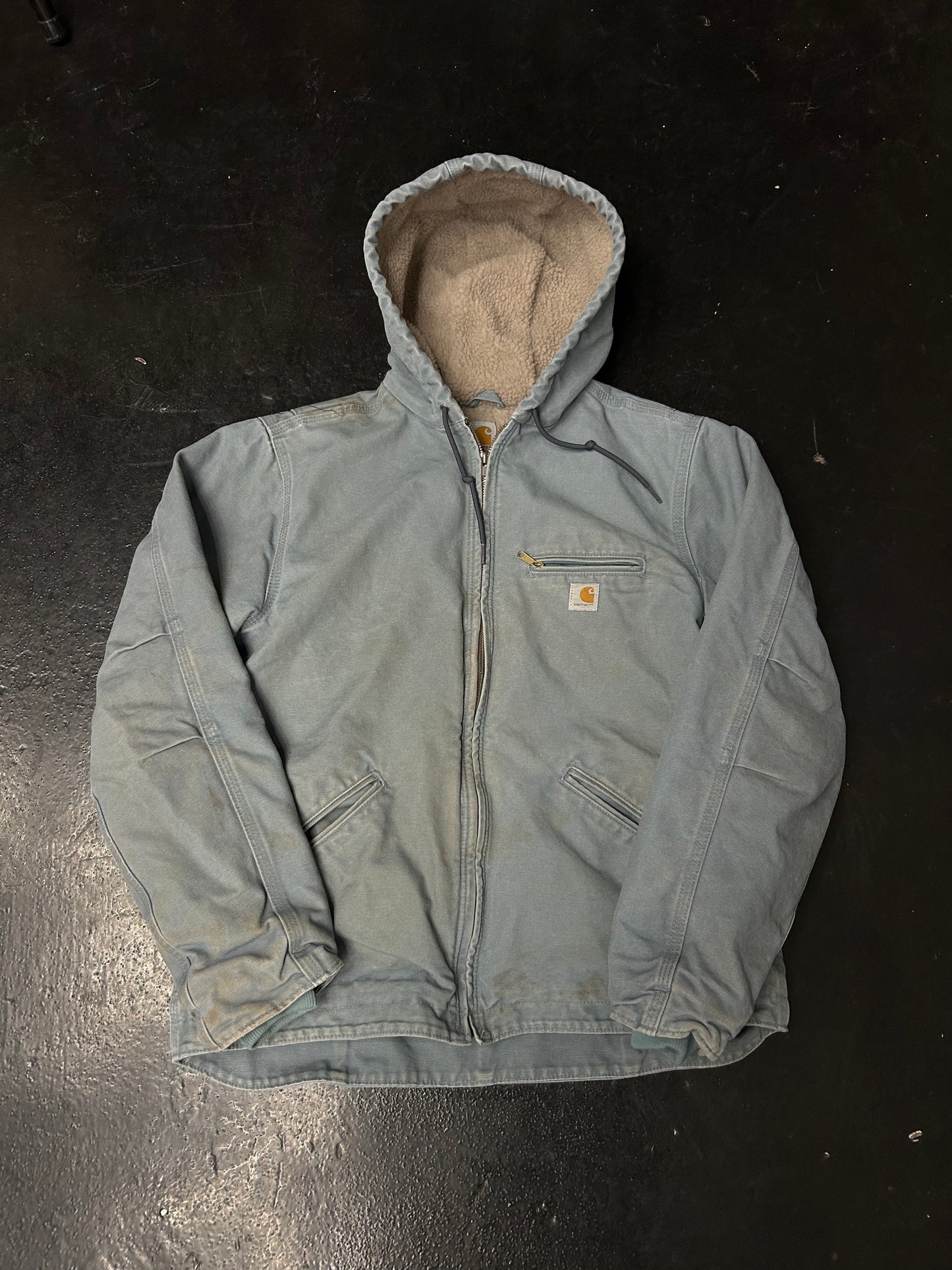 CARHARTT SHERPA-LINED BLUE HOODED JACKET (PRE-OWNED)