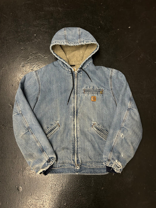 CARHARTT DENIM SHERPA-LINED HOODED JACKET (PRE-OWNED)
