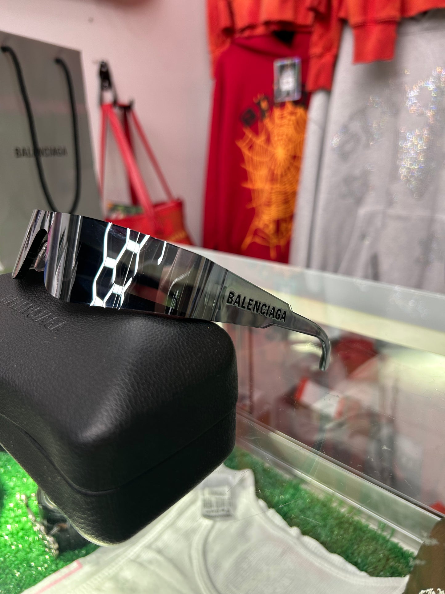 BALENCIAGA BLACK MONO RECTANGLE GLASSES (PRE-OWNED)