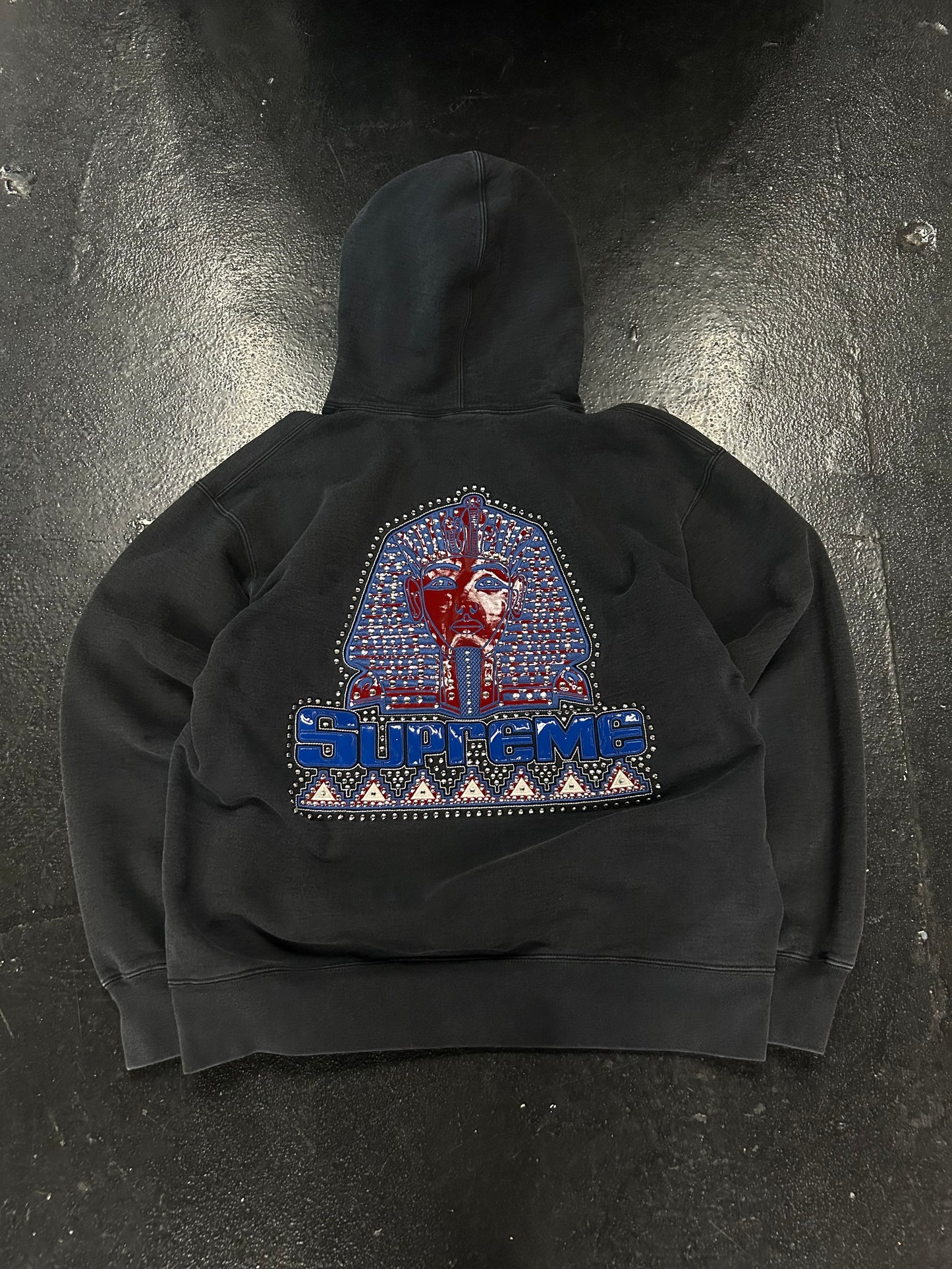 SUPREME PHARAOH STUDDED BLACK HOODIE (PRE-OWNED)