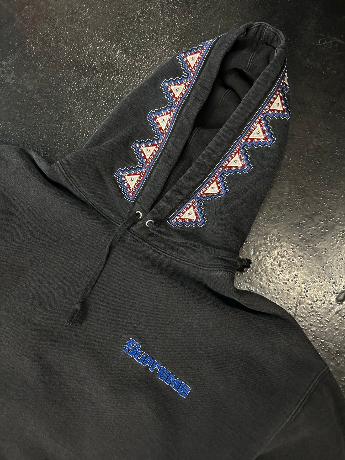 SUPREME PHARAOH STUDDED BLACK HOODIE (PRE-OWNED)