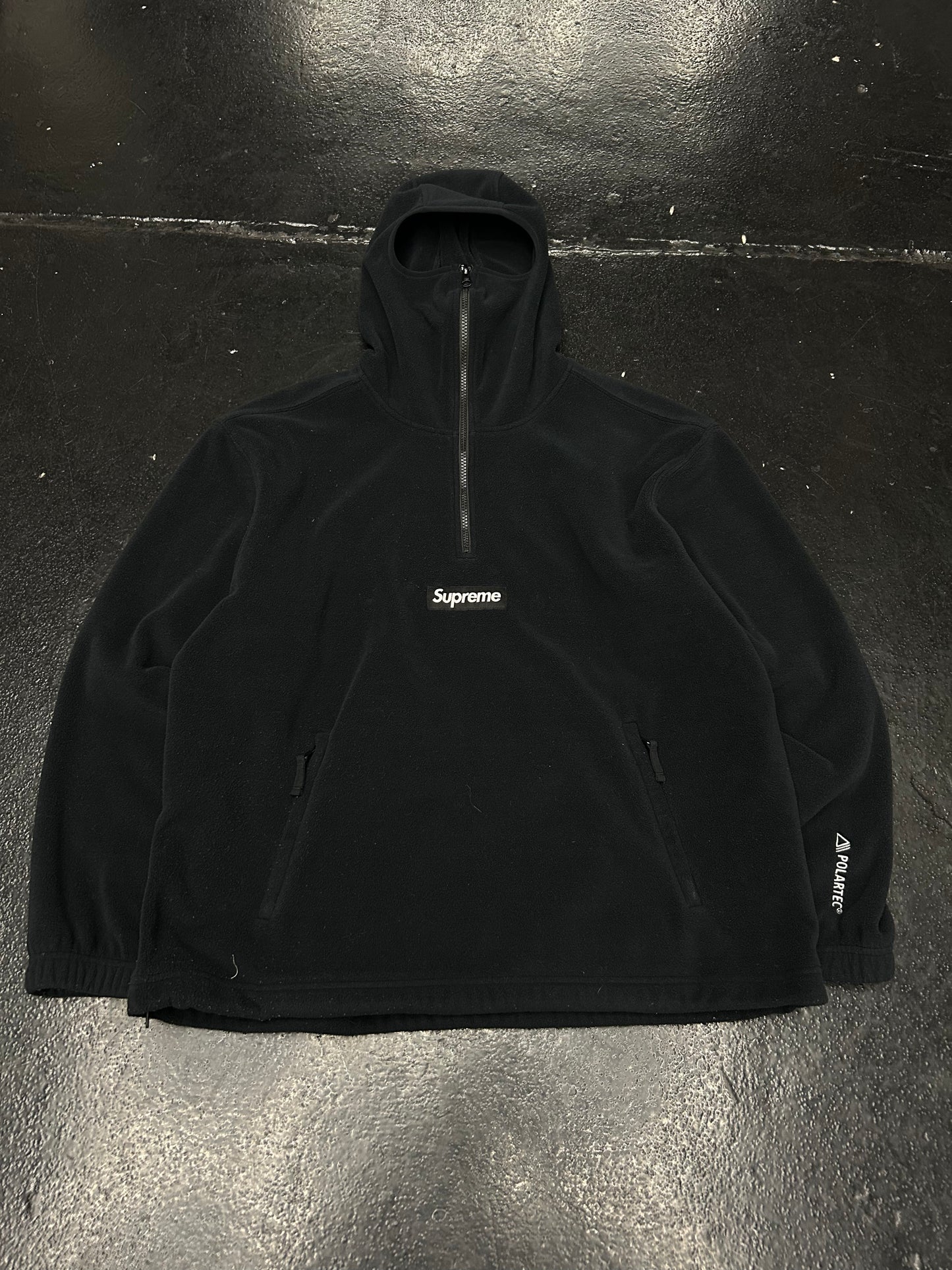 SUPREME POLARTEC FACEMASK HALF ZIP HOODED SWEATSHIRT “BLACK” (PRE-OWNED)
