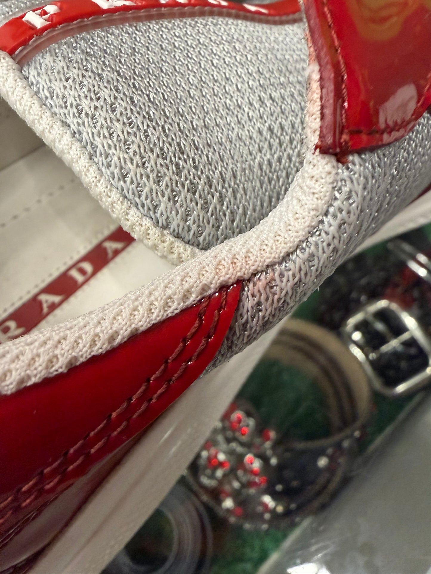PRADA AMERICA CUPS RED PATENT LEATHER (PRE-OWNED W/ BOX)