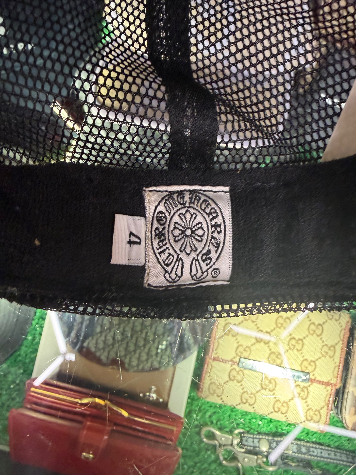 CHROME HEARTS ROLLING STONES LEATHER PATCH TRUCKER HAT (PRE-OWNED)
