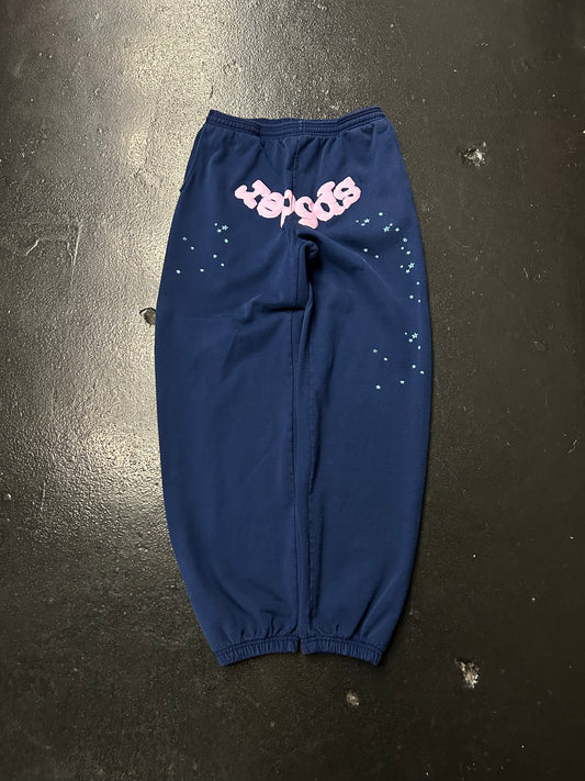 SP5DER BLUE/ PINK CUFFED SWEATPANTS (PRE-OWNED)