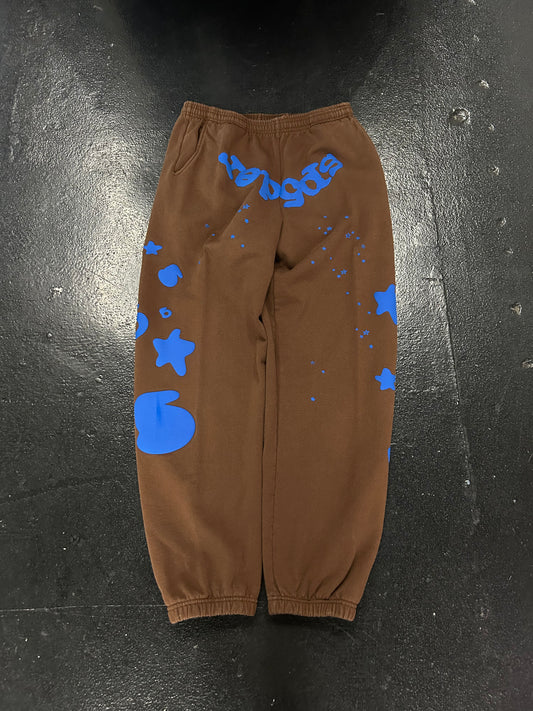 SP5DER BROWN/ BLUE CUFFED SWEATPANTS (PRE-OWNED)