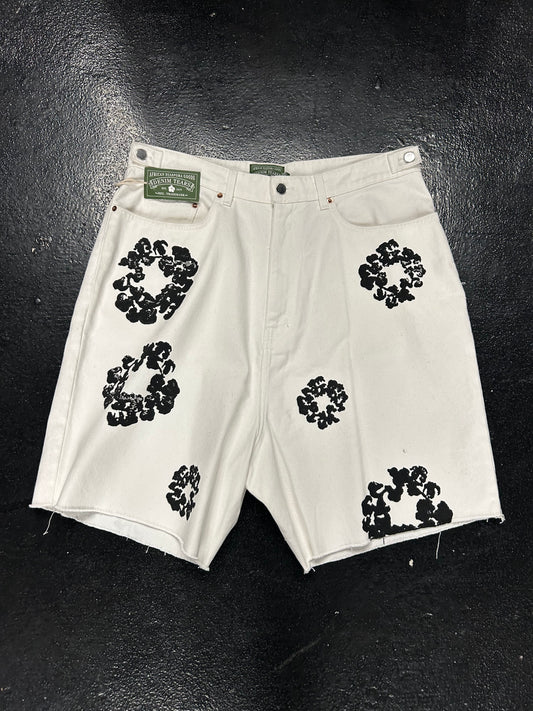 DENIM TEARS WHITE JEAN SHORTS (BRAND NEW)