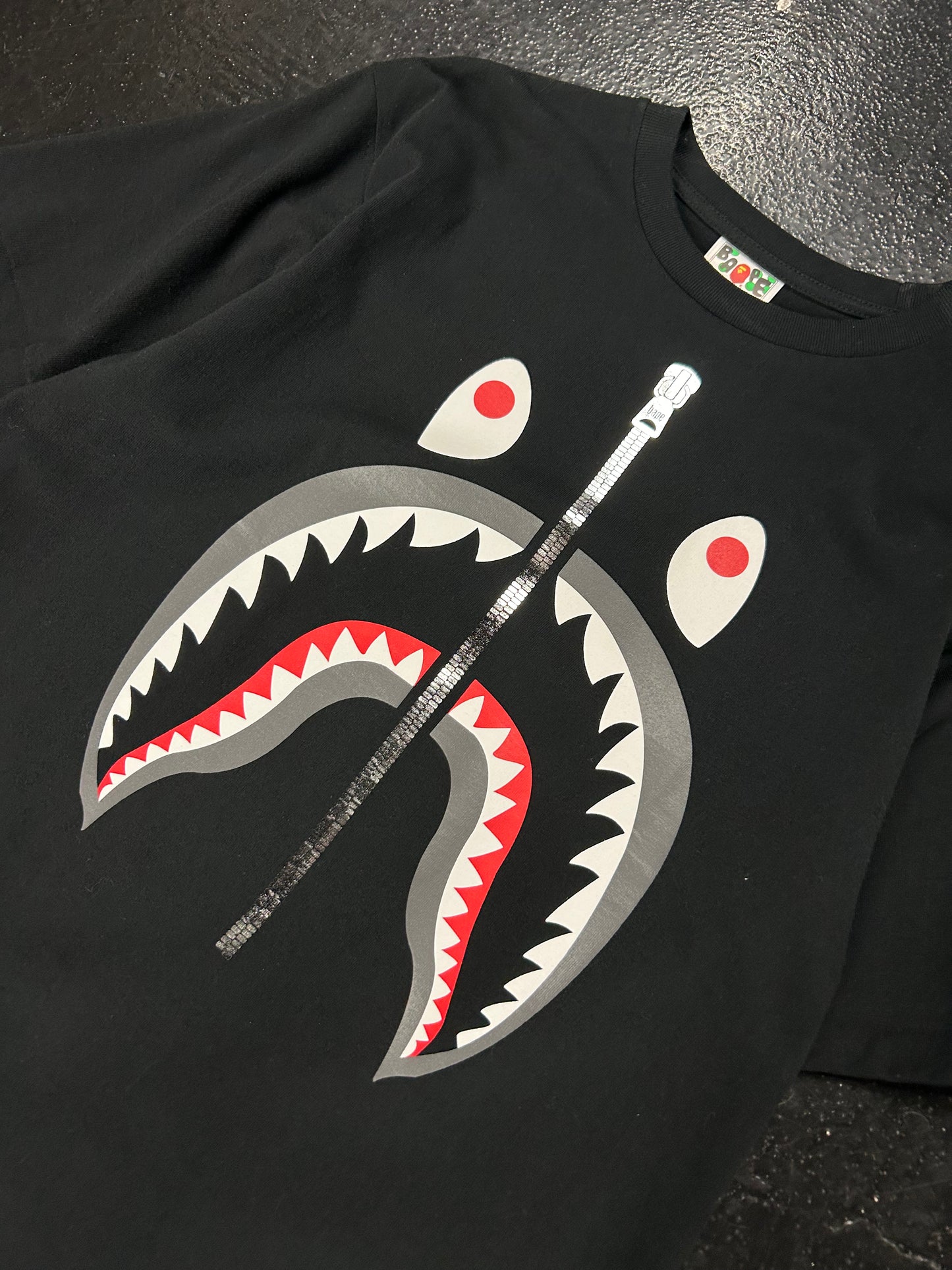 BAPE BLACK SHARK TOOTH ZIP TEE (BRAND NEW)