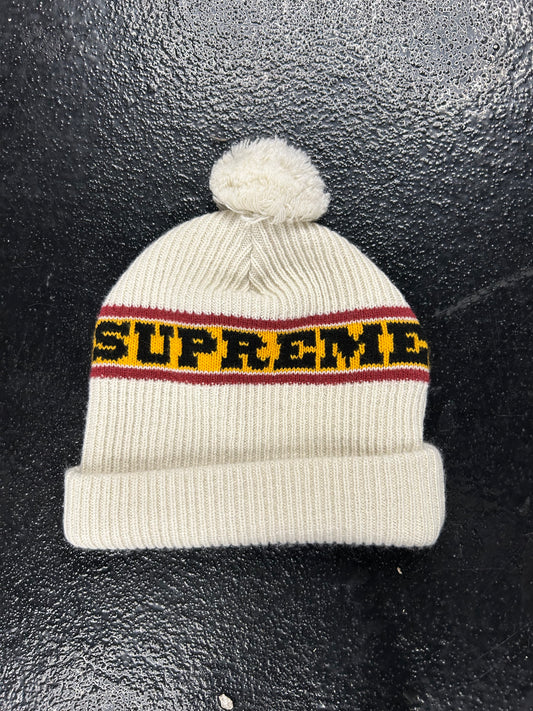 SUPREME BIG STRIPE NATURAL BEANIE (BRAND NEW)