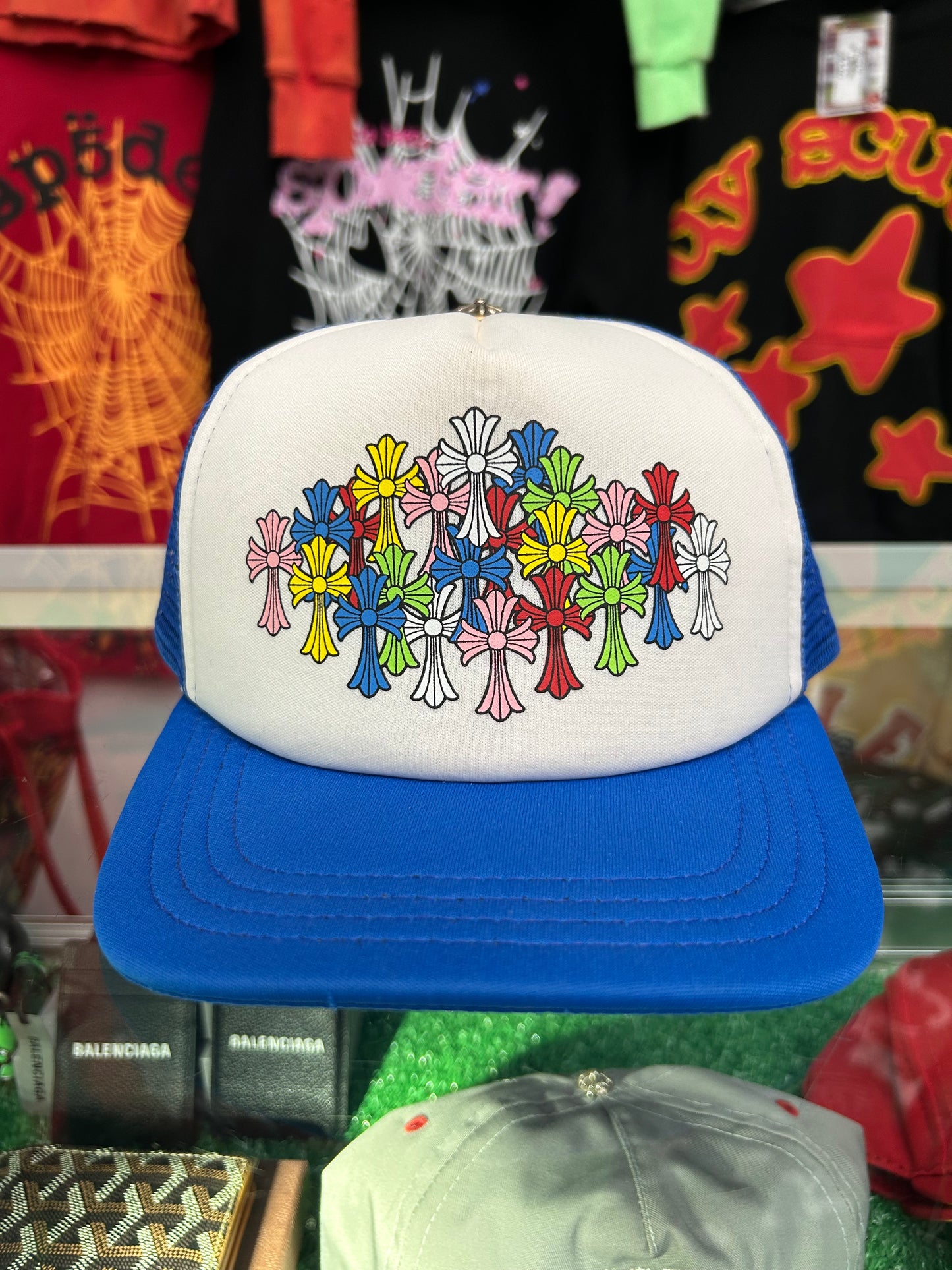 CHROME HEARTS CEMETERY BLUE TRUCKER HAT (PRE-OWNED)
