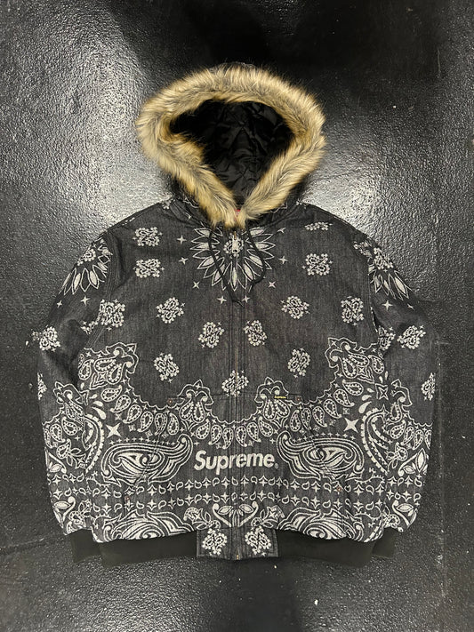 SUPREME BANDANNA JACQUARD DENIM ZIP (BRAND NEW)