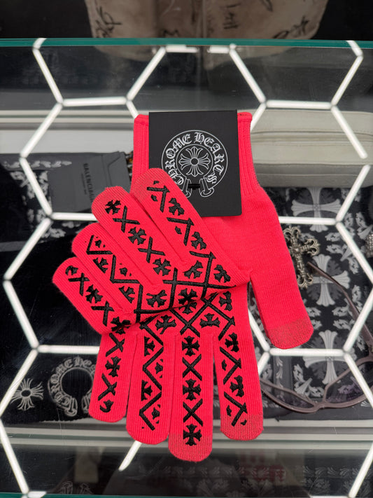 CHROME HEARTS CHECKMATE LOGO PRINT GLOVES (BRAND NEW)