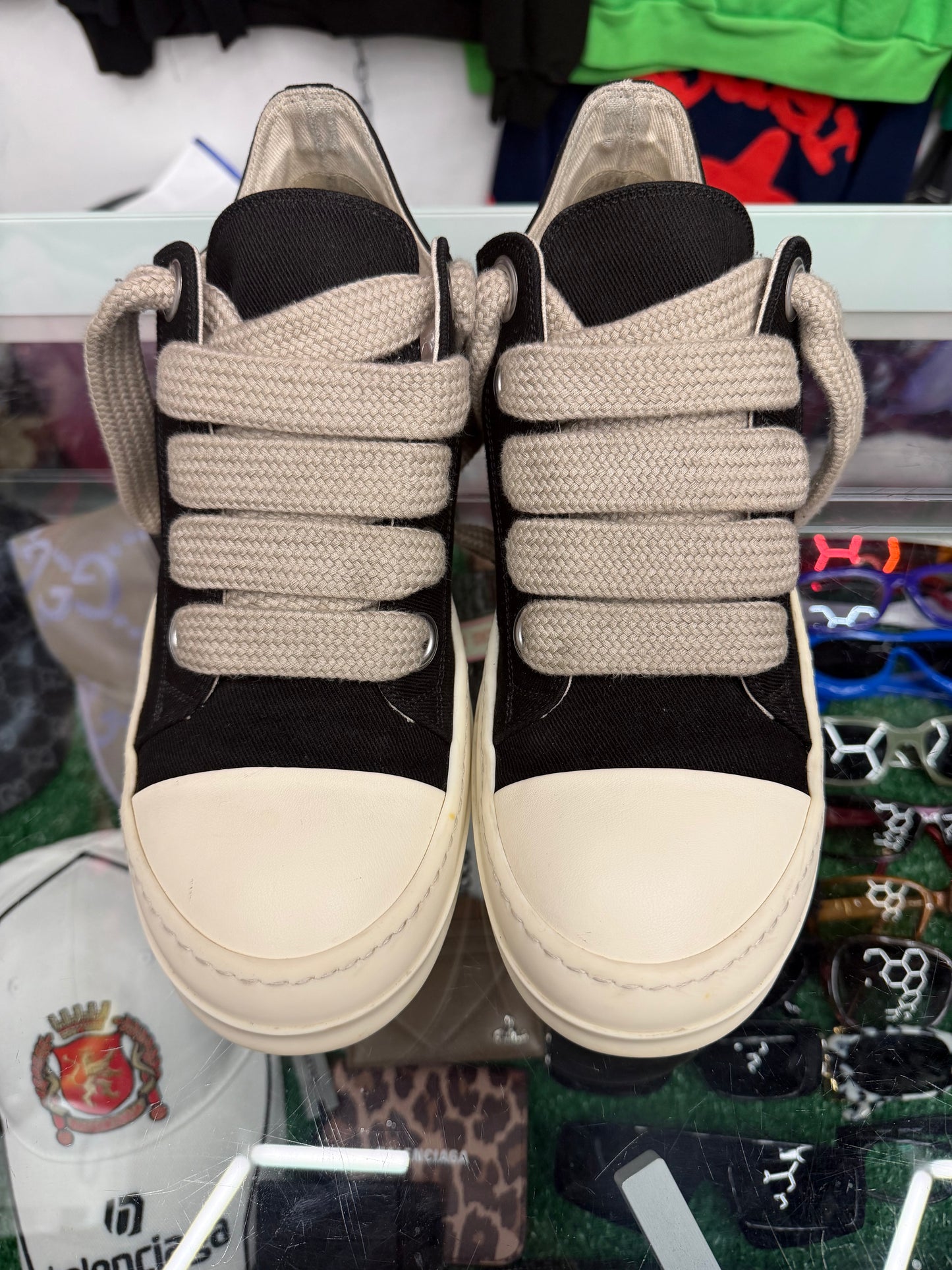 RICK OWENS DRKSHDW CANVAS RAMONE LOWS (PRE-OWNED W/ BOX)