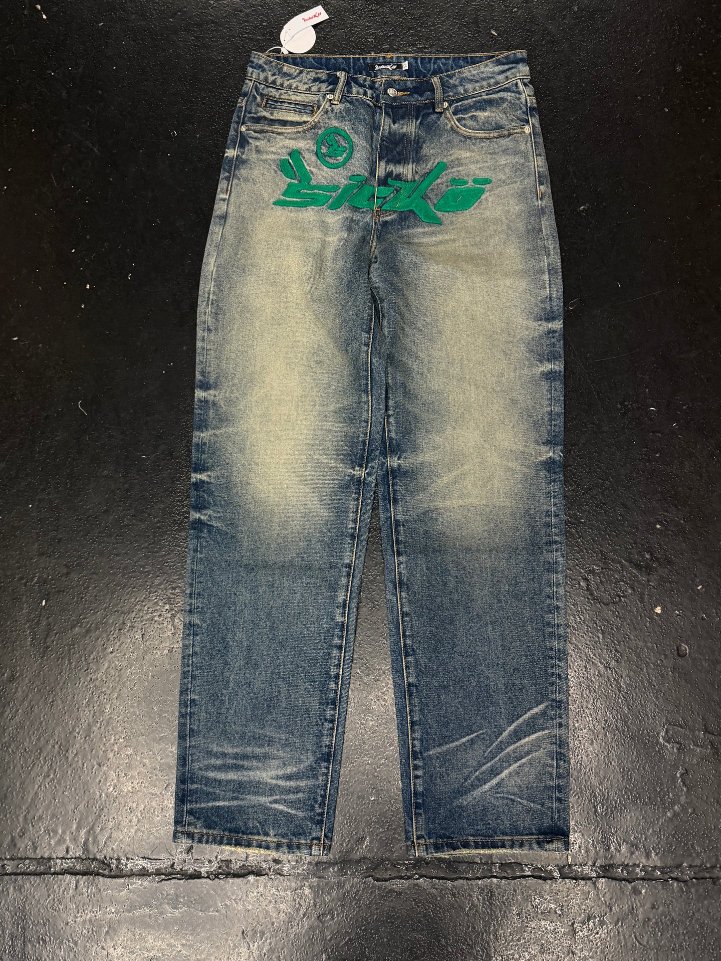 SICKO BORN FROM PAIN CHAIN STITCHED LOGO DENIM (BRAND NEW)