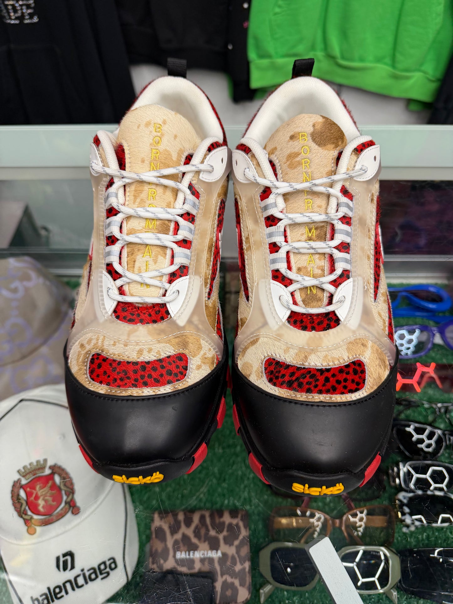 SICKO DIAMOND RED CHEETAH FLIP HIKING SHOE (BRAND NEW)