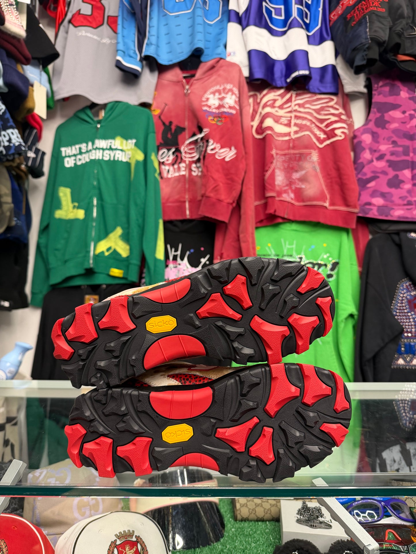 SICKO DIAMOND RED CHEETAH FLIP HIKING SHOE (BRAND NEW)