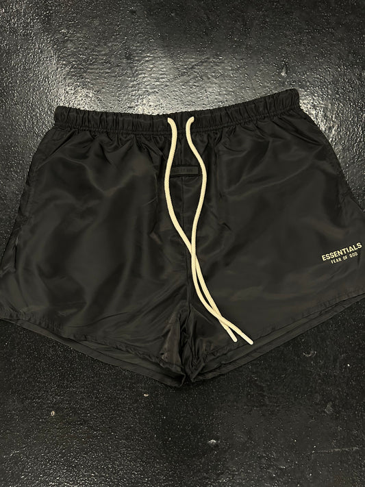 ESSENTIALS FOG NYLON JET BLACK SHORTS (BRAND NEW)