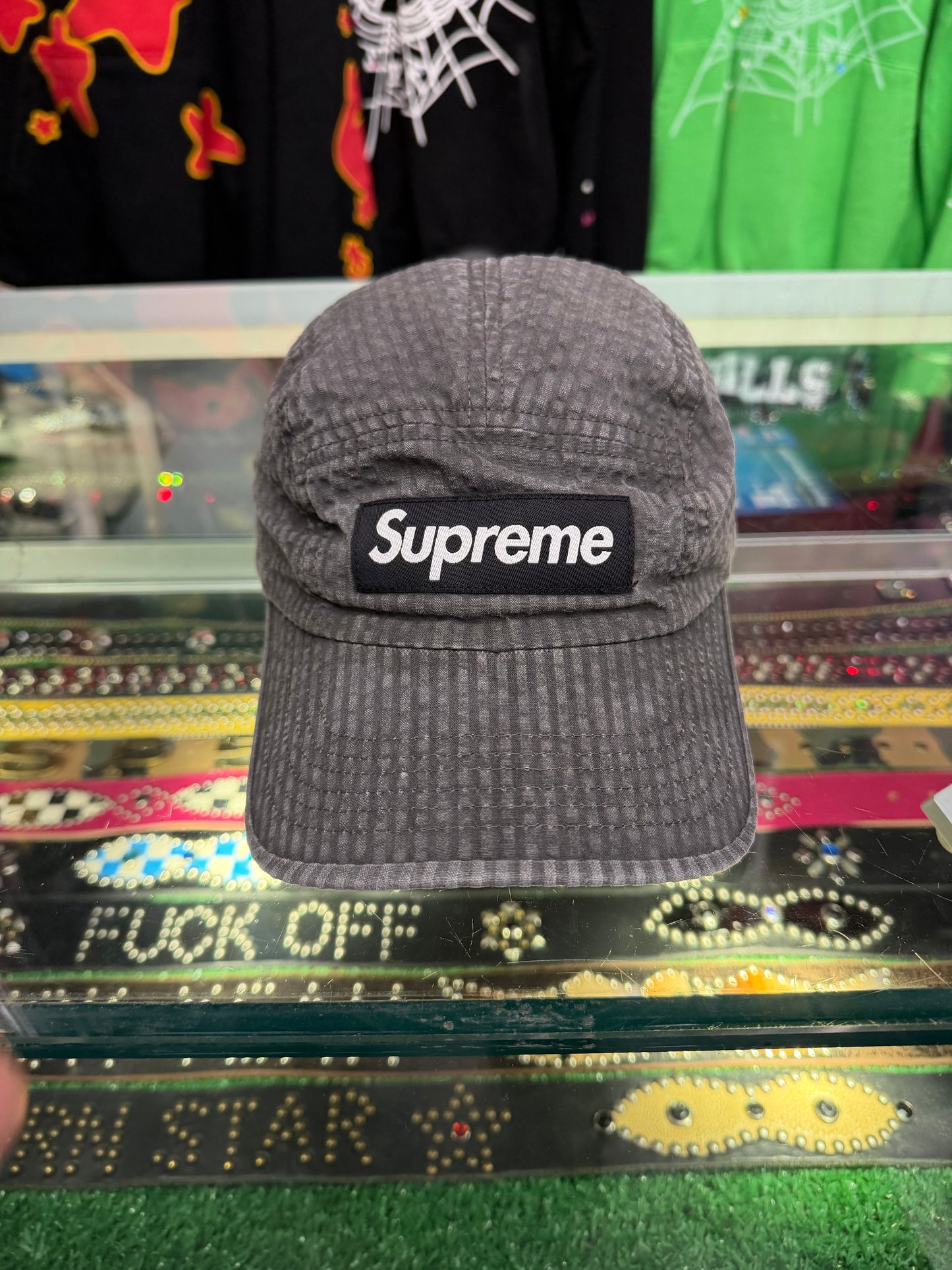 SUPREME GREY CAMP HAT (PRE-OWNED)