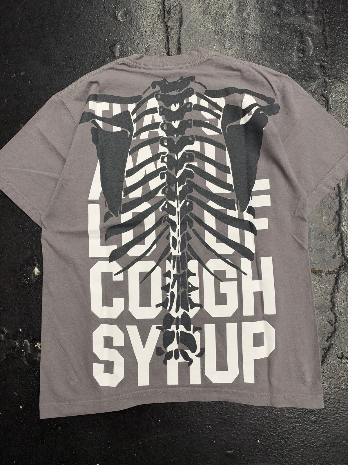 THATS A AWFUL LOT OF COUGH SYRUP ALOCS SKELETON TEE “GREY” (BRAND NEW)